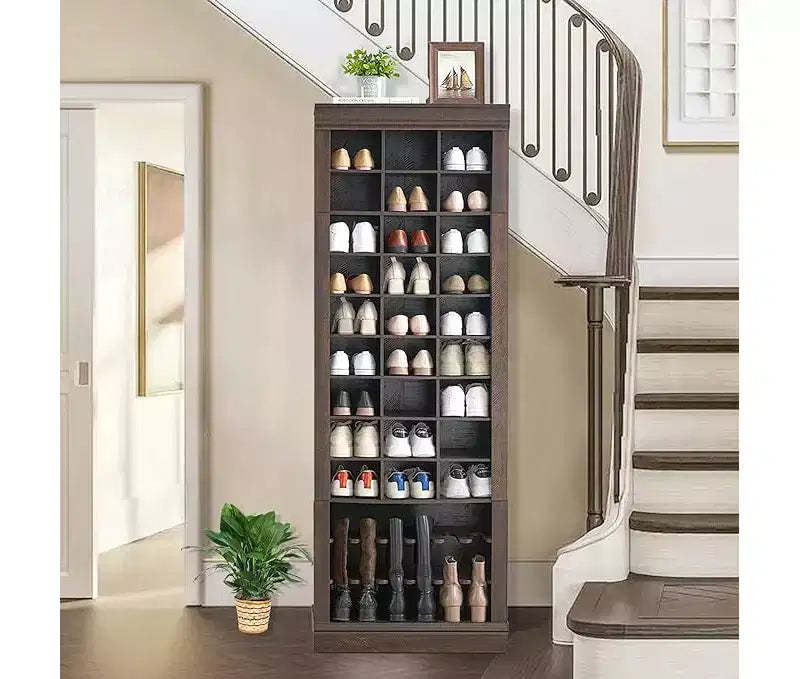 10 Tier High Shoe Cabinet with 27 Compartments, with Space for Tall Boots, Independent Tall Shoe Rack Organizer for Hallway, Hallway