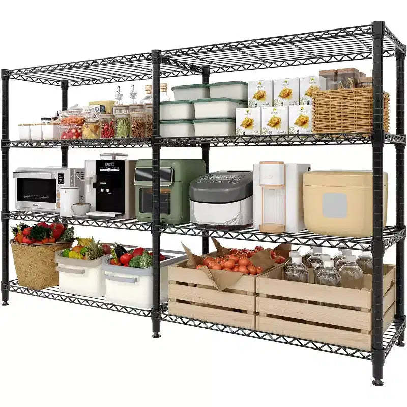 60 Heavy Duty 5-Tier Metal Wire Shelving Unit  Adjustable L-Shaped Storage Rack with Leveling Feet, 1325 lb Capacity for Garage, Pantry & Kitchen