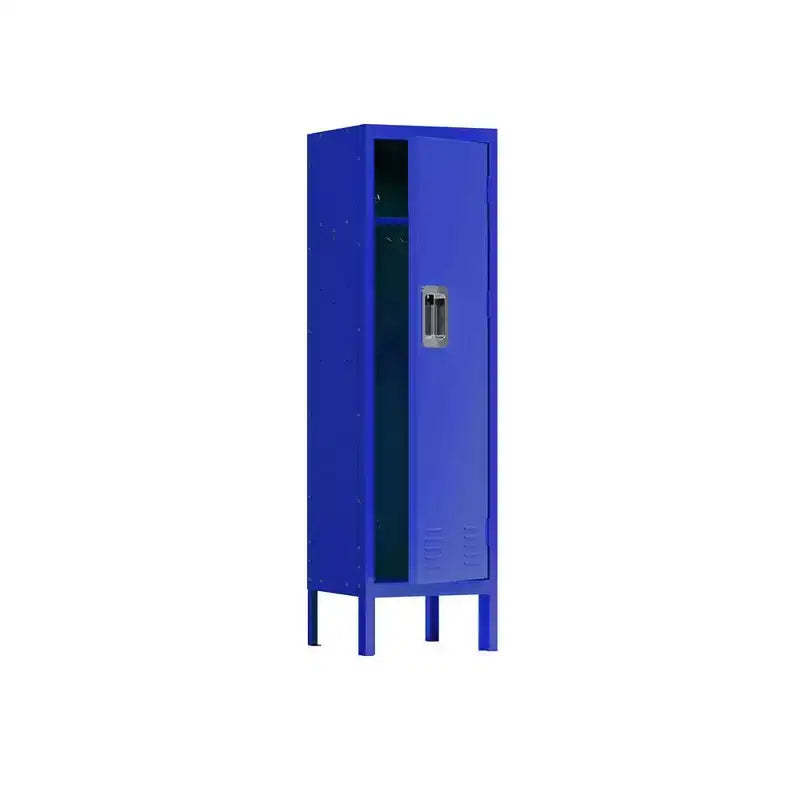Single Tier Locker Steel Storage Cabinet With 2 Separate Compartments For Home Office School Gym Bedroom, Blue