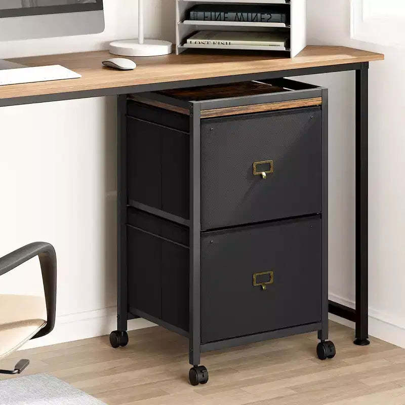Acekool 2 Drawer Mobile Filing Cabinet, Under Desk File Cabinet with Lockable Wheels, Metal Office Storage Organizer