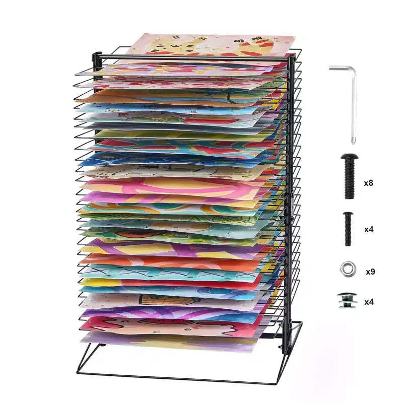 VEVOR Art Drying Rack, 50 Removable Shelves 20 x 17 x 30 inch Paint Drying Rack with Stable Base, Carbon Steel Metal Painting Drying Rack, Black