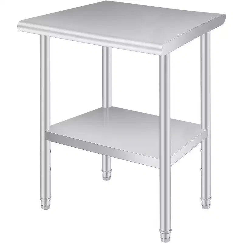 Stainless Steel Work Desk with Wheels, Heavy-duty Commercial Workbench, Adjustable, Suitable for Restaurants, Kitchens, Bars, Garages