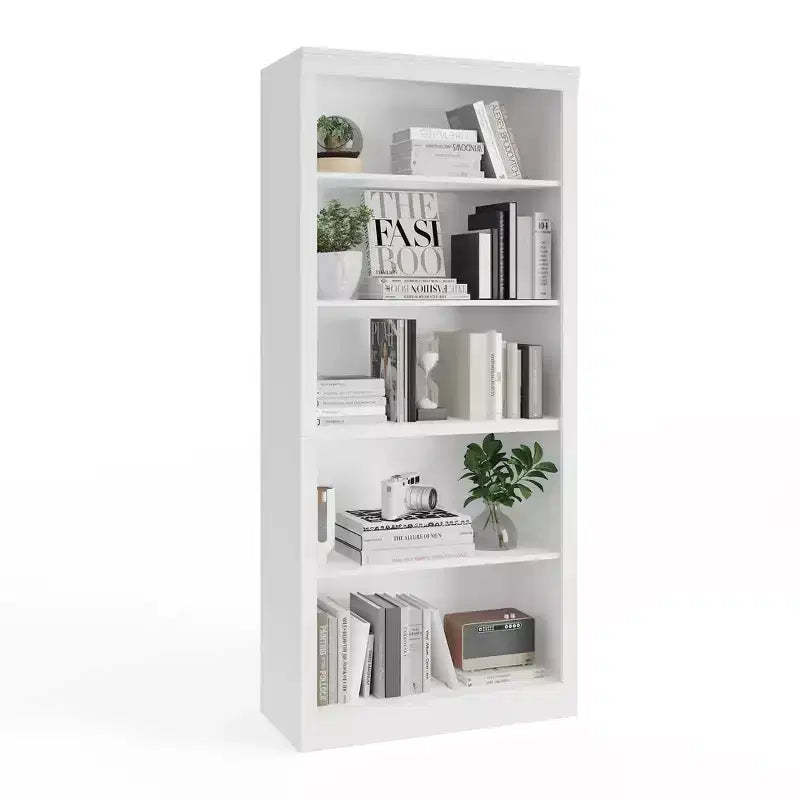 71 Tall White Bookcase C 5-Tier Modern Wooden Bookshelf for Bedroom, Living Room & Office