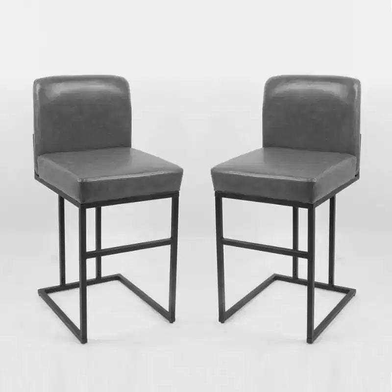Industrial Backrest Bar Stools (Upholstered+Iron Frame, BY-2413 with Adjustable Foot Nails)