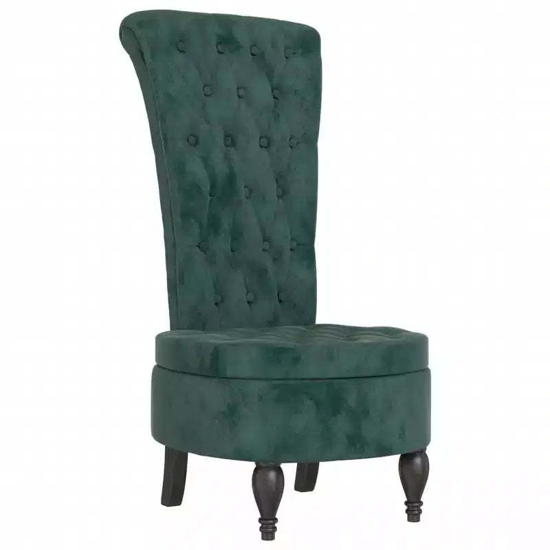 vidaXL High Back Chair Dark green Velvet, Solid wood, Plywood Single