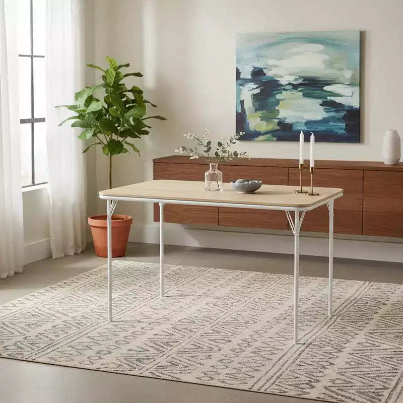 FurnitureR 42.9 Folding Table with MDF Wood Top and Sturdy Metal Legs, Space-Saving Foldable Desk for Dining, Study, Small Apartments & Outdoor Use