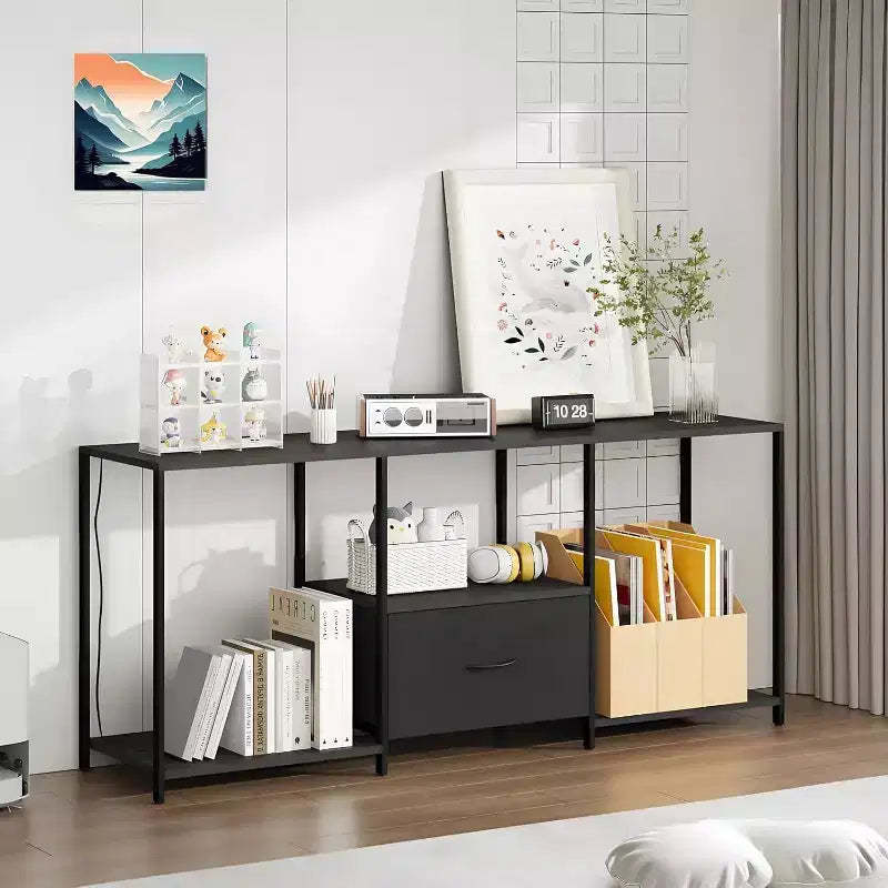 1 Metal Fabric Drawer TV Stand 55 in - Modern Entertainment Center, Versatile Storage Solutions, LED Light Feature, Compact and Practical