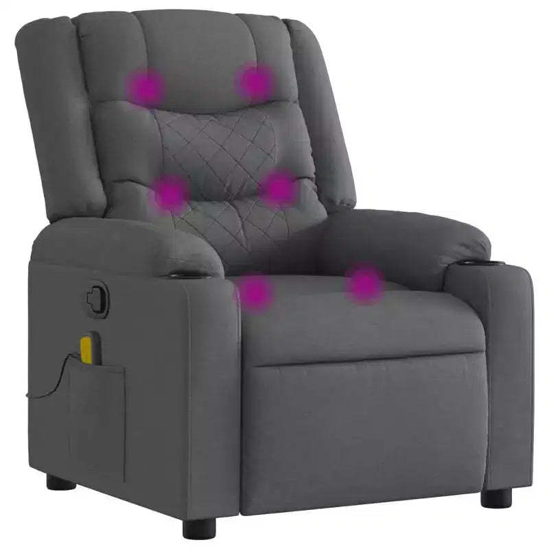 vidaXL Massage Recliner Chair - Dark Gray Manual Push Back