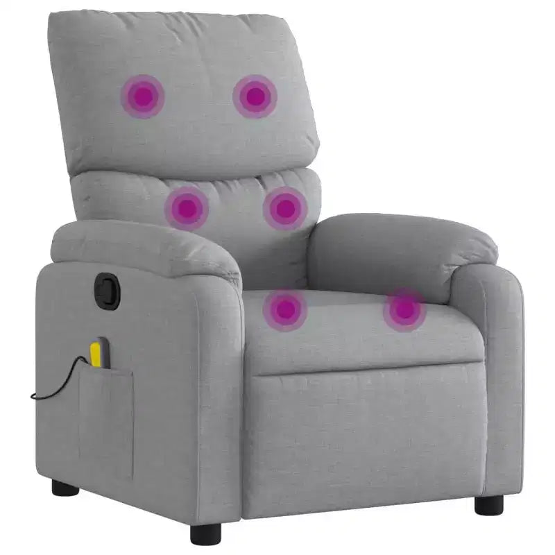 vidaXL Massage Recliner Chair Polyester, Metal, Plywood Single
