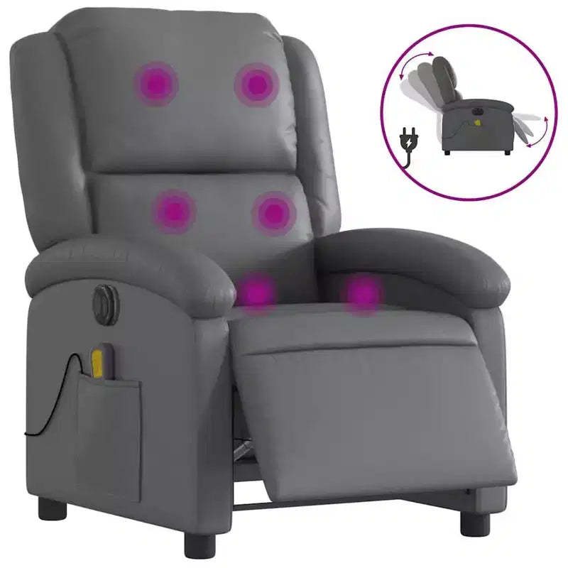 vidaXL Massage Recliner Chair Faux leather Single