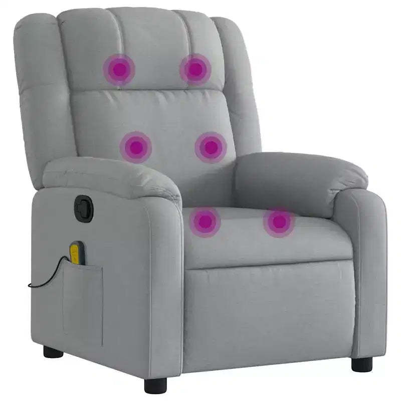 vidaXL Massage Recliner Chair - Light Gray Manual Push Back