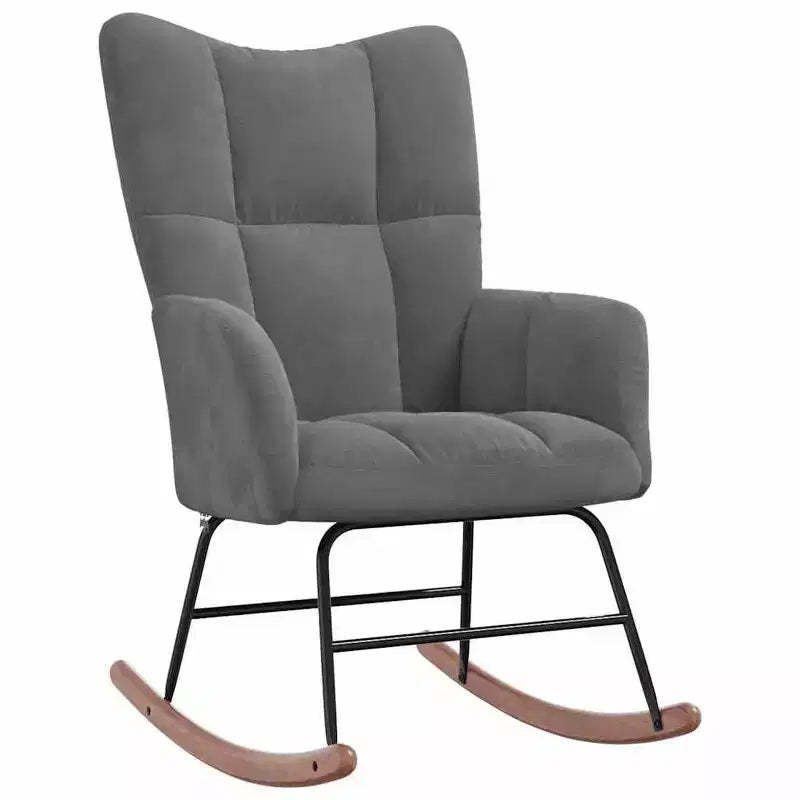 vidaXL Rocking Chair Accent Side Chair Padded Seat for Living Room Velvet - Dark Gray Without Footrest
