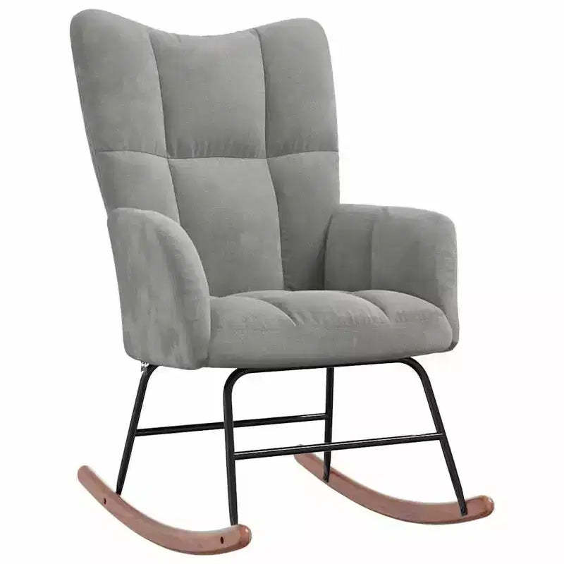 vidaXL Rocking Chair Accent Side Chair Padded Seat for Living Room Velvet - Light Gray Without Footrest