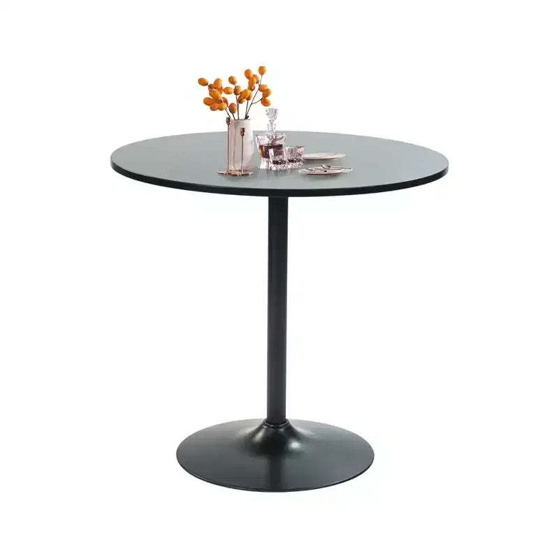 FurnitureR 31.5 Round Dining Table with Metal Pedestal Base, Modern Small Bistro Table for Kitchen, Dining Room & Caf Spaces