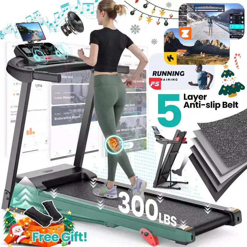 Portable Folding Treadmills Clearance, 2.75 HP Foldable Compact Treadmill for Home Office, Walking Running Treadmill with LED Display for Exercise