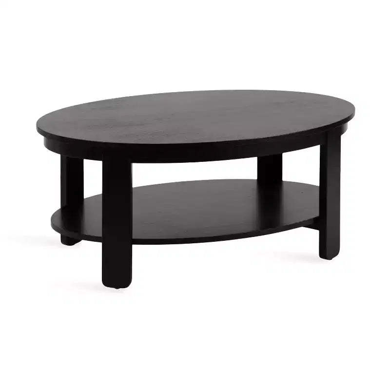 Kate and Laurel Foxford Oval Wood Coffee Table, 38x24x18, Black