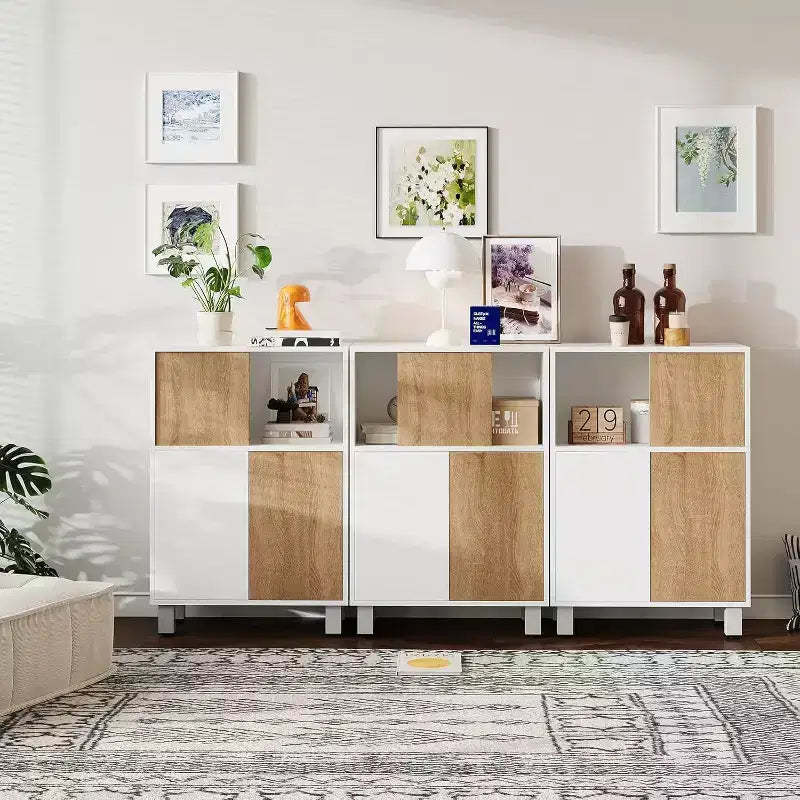Buffet Sideboard Cabinet with Storage, Cabinets with Sliding Barn Door, Adjustable Shelves, Storage Cabinet for Entryway Dining Living Room