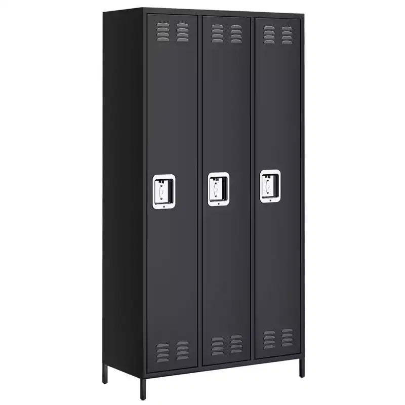 3-Door Metal Locker with Lock, 71H Metal lockers for Employees, Multi-Use Storage Locker for Employees, School, Office, Gym, Home