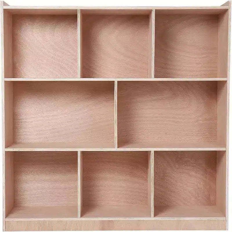 Acekool Pink 8 Cubby Kids Storage Cabinet with Lockable Wheels and Rounded Corners for Playroom Bedroom Classroom