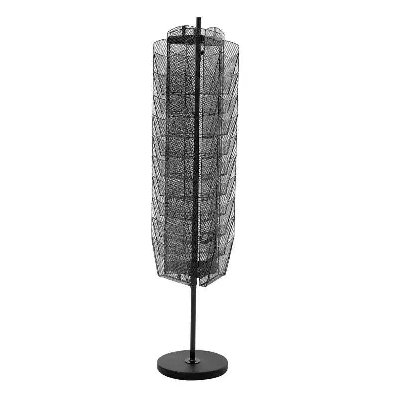 VEVOR Rotating Brochure Display Rack, 30 Pockets Mesh Magazine Literature Display Stand, Portable Floor Standing Magazine Rack, Black