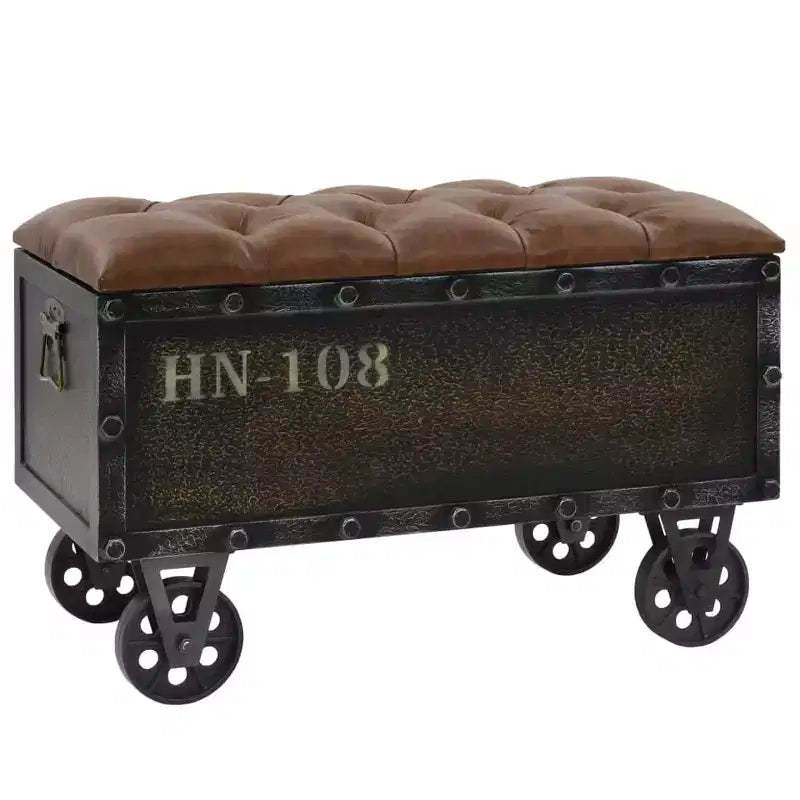 vidaXL Storage Bench with Castors 31.7 Solid Wood Fir