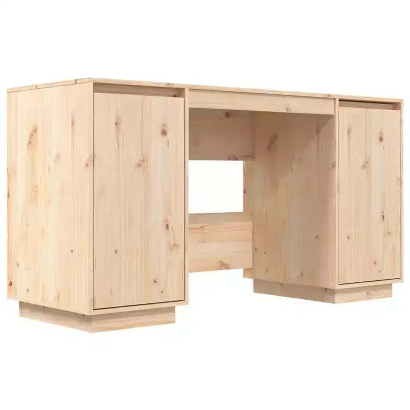 vidaXL Desk Natural Wood Solid Pine Wood Regular Desk Rectangular