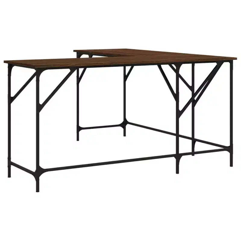 vidaXL Desk Brown Oak Engineered Wood Medium Adjustable Feet Desk