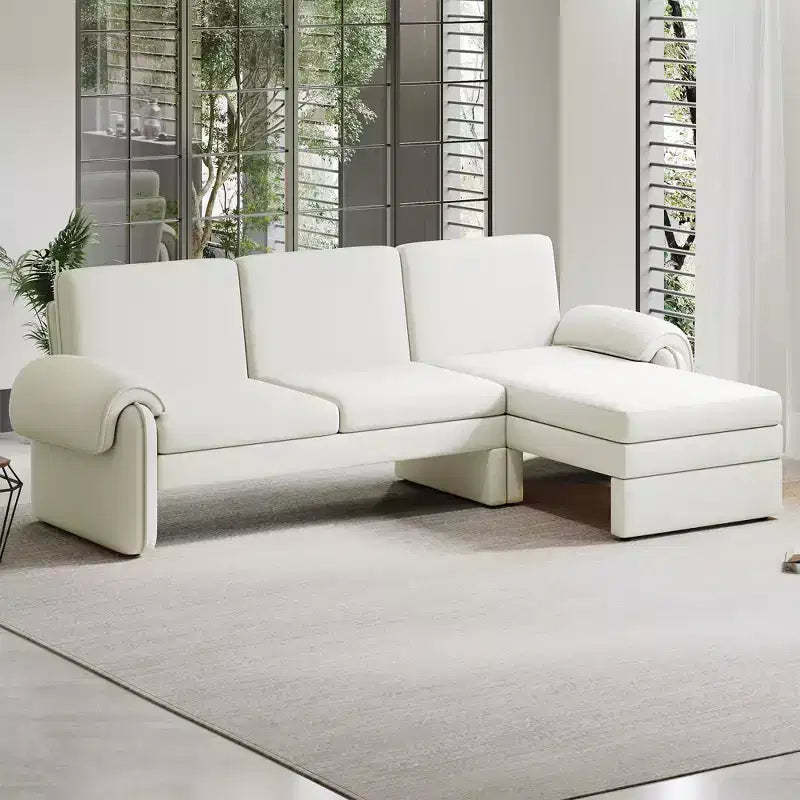 94 Modern L-Shaped Sofa, Sectional Sofa With Convertible Chaise, 90-180 Adjustable Backrest