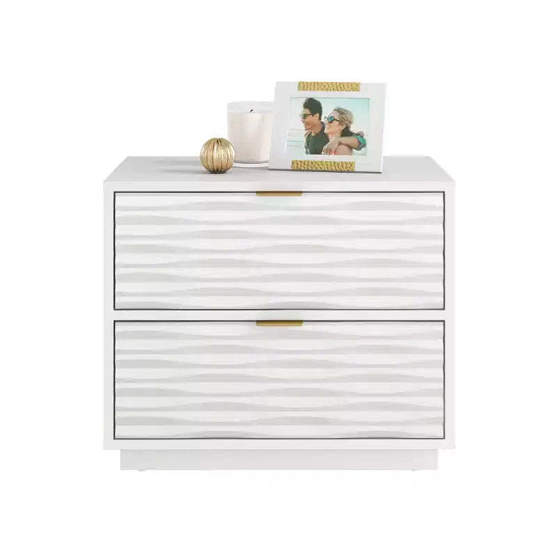 GDFStudio Rowan Modern Wood Side Table with Two Drawers