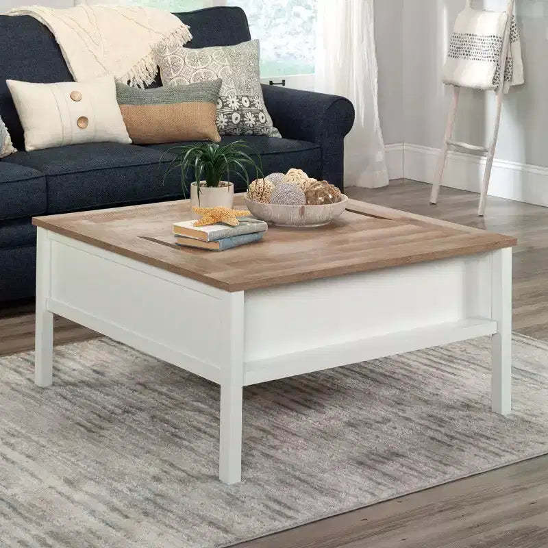 GDFStudio Fairview Modern Square Coffee Table with Game Top and Hidden Storage
