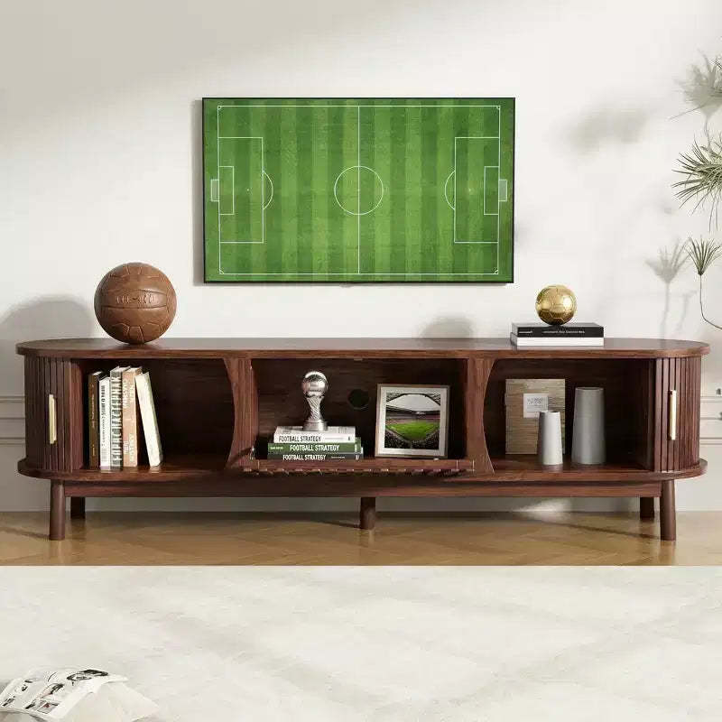 JVNOXKModern Farmhouse TV Stand for 75 TVs, Wood Entertainment Center with Storage Cabinet, TV Console Table for Living Room