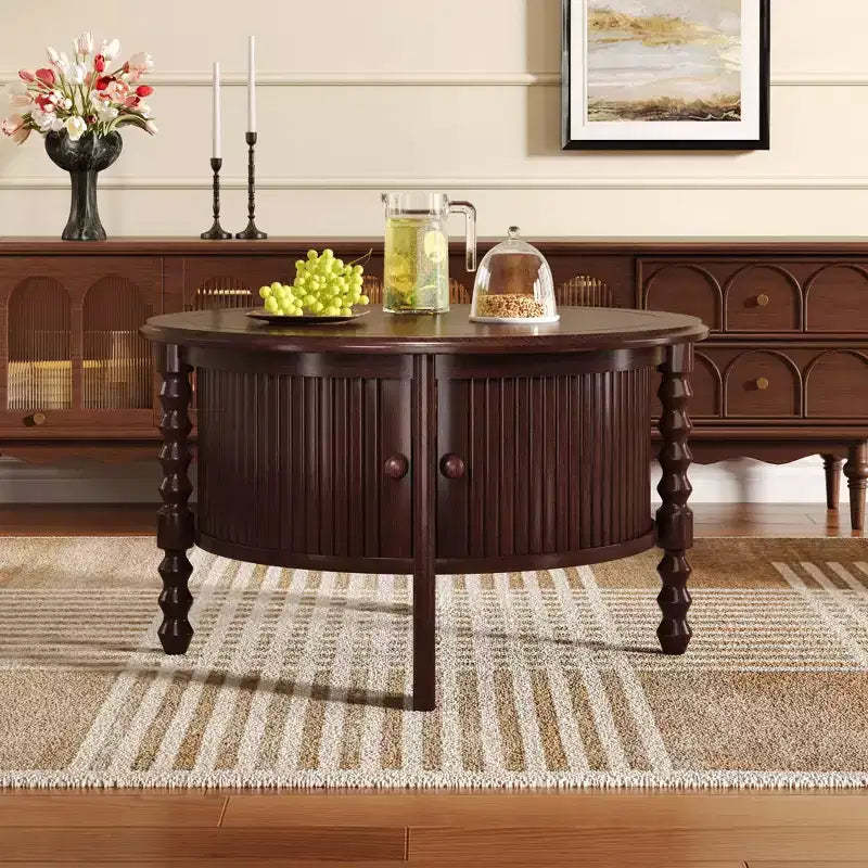 TUYOHW 30.3 Luxury Coffee Table for Living Room,Mid-Century Modern Cocktail Table,Vintage Accent Table with Sliding Doors,220lbs Capacity