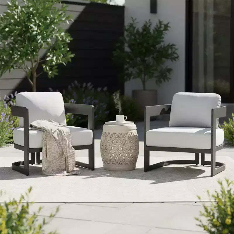 Christopher Knight Home Jerin Modern Outdoor Aluminium Olefin Upholstered Club Chair with Cushion