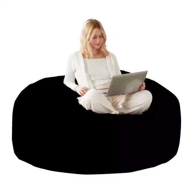 Okak Giant Bean Bag Chair with Memory Foam, Floor Chair Sofa Chair with Flannel Cover, Gaming Bean Bag Chairs for Adults for Living Room,Black