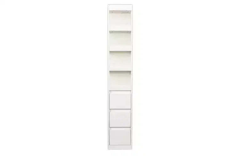 TUYOHW 4-Tier Narrow Tall Bookshelves with 3 Side Drawers,Display Storage Cabinet,Vertical Bookcases for Living Room,Home Office