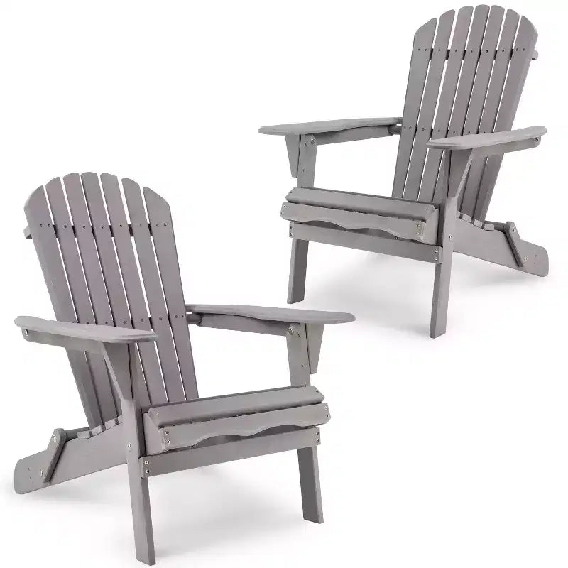 Okak Outdoor Adirondack Chair with Wooden Frame Set of 2, Foldable Outdoor Chair with FIxed Arms, Porch Chairs for Garden, Lawn, Backyard