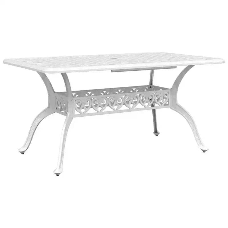 vidaXL Garden Table White Cast Aluminum 59.1 x 35.4 x 28.3 in Tough
