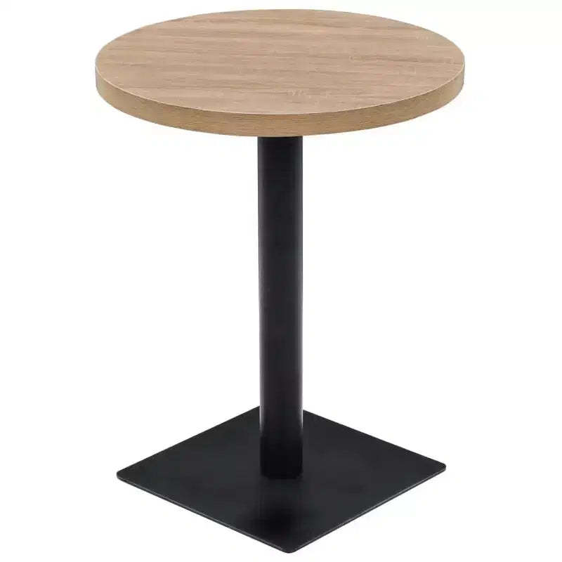 vidaXL Bistro Table Kitchen Bar Table Dining Room Table Engineered Wood and Steel Round - Oak  23.6 x 29.5