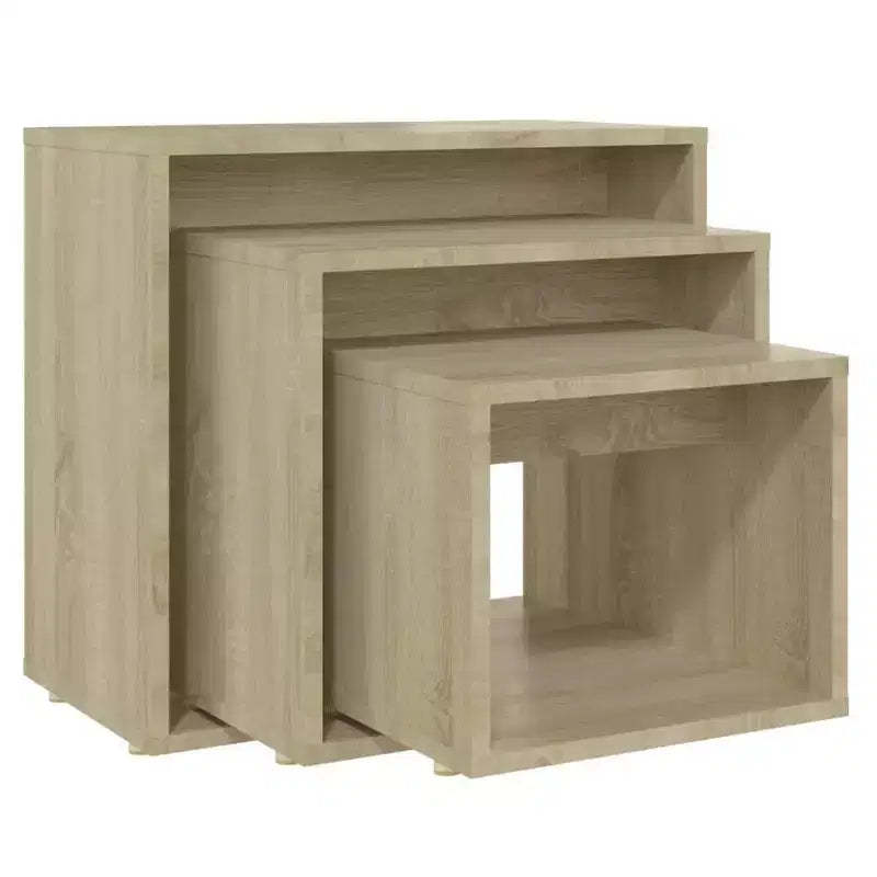 vidaXL Nesting Table Set of 3 Sonoma Oak Engineered wood Small to Medium