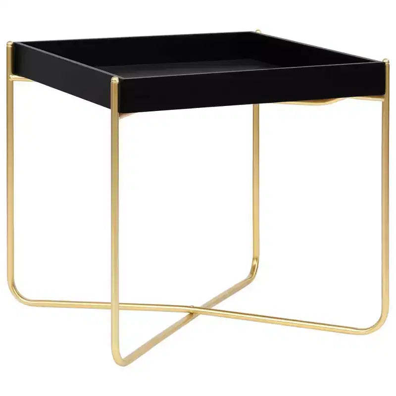 vidaXL Side Table Black and Gold 15x15x15.2 Engineered Wood