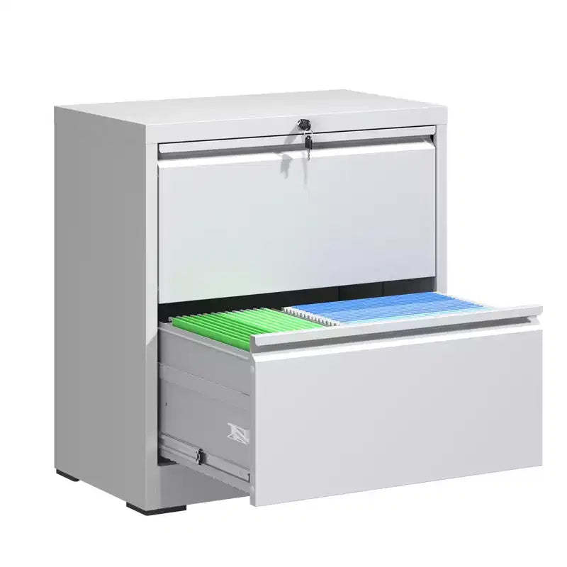VIYET 27 2-Drawer Lateral File Cabinet with Lock - White Steel Filing Cabinet for Letter/Legal/A4 Files, Modern Home Office