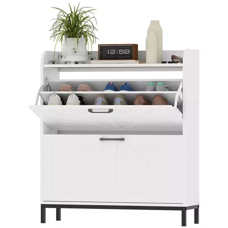 Shoe Cabinet Organizer with 2 Flip Drawers, Legs, Narrow Shoe Storage Cabinet for Entryway, Hallway