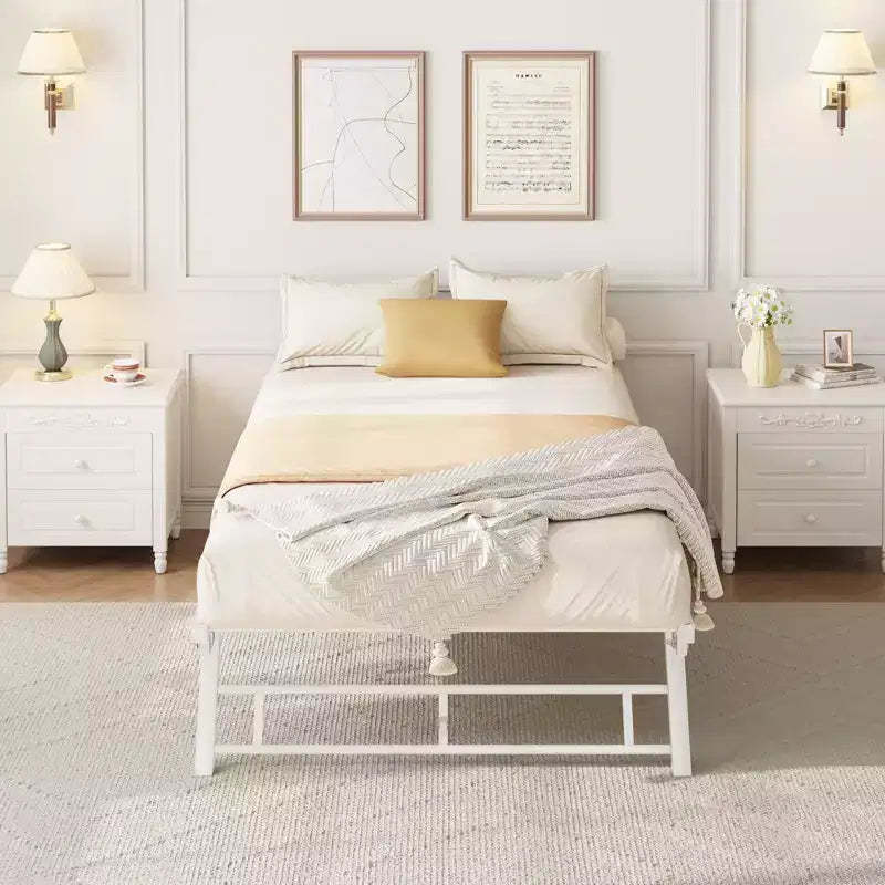 COZONY TWIN Size Trundle Bed Frame w/ Lockable Casters, Pop-Up Roll-Out Design, Steel Slat Support, Noise Free Platform Bed, Space Saving Solution