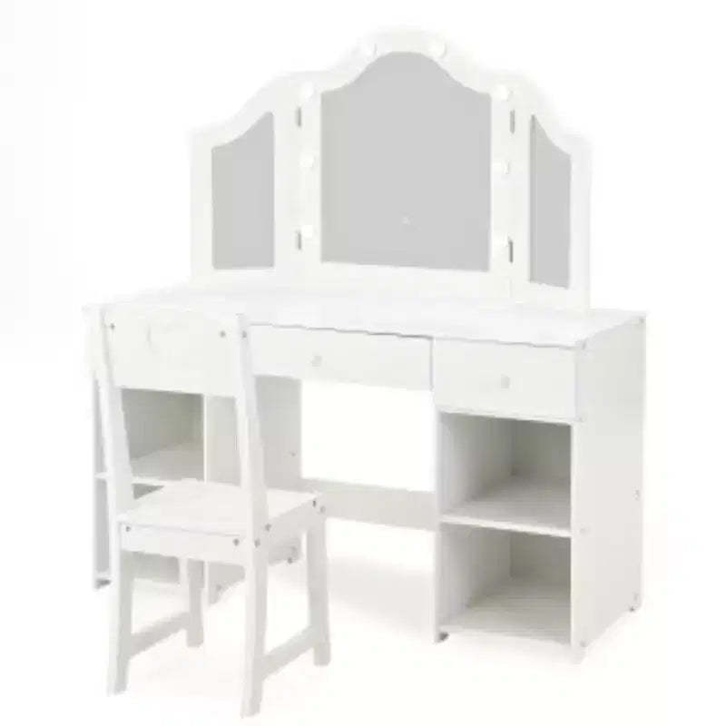 MDF Kids Vanity with 3 Drawers + 3-Color Bulbs (1 Set