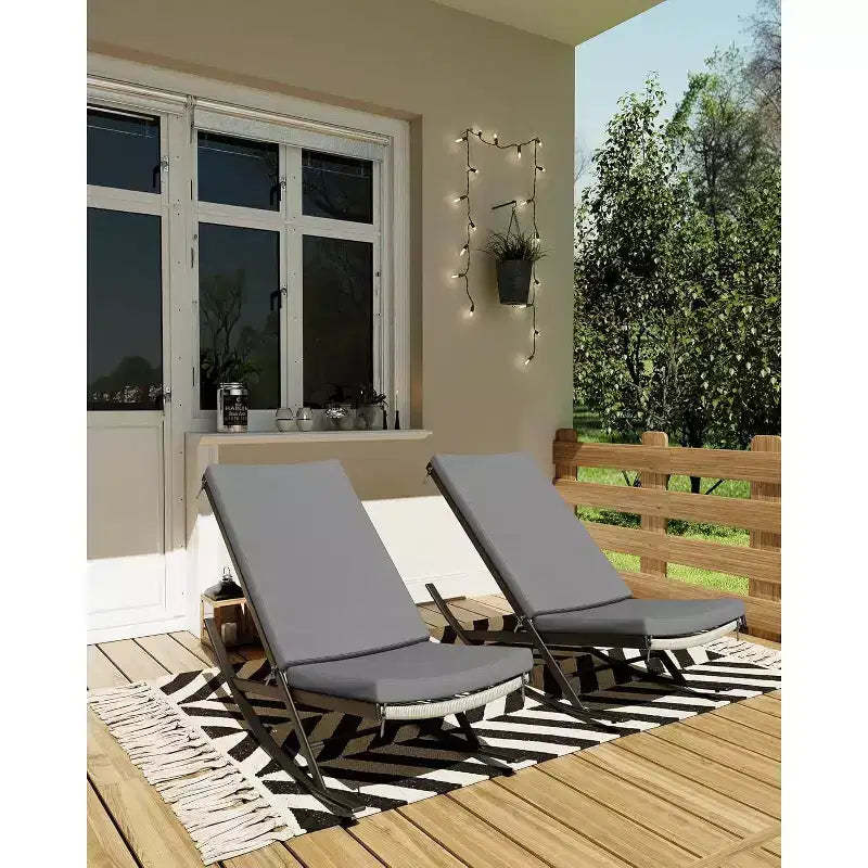 Summit Adventure Outdoor Rocking Papasan Chair  Patio & Indoor Recliner with CushionGrey