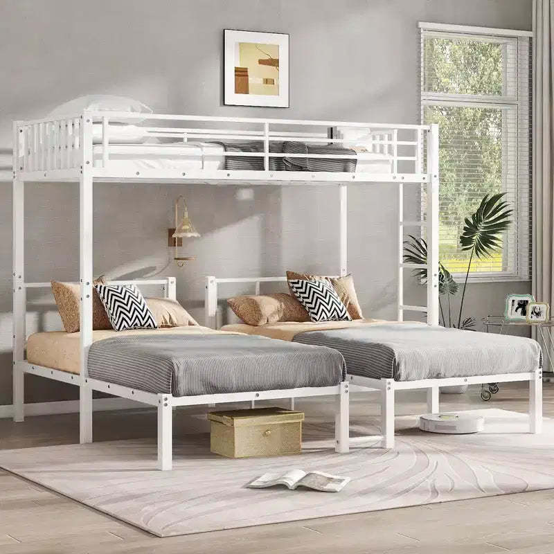 Twin over Twin and Twin Bunk Beds for 3 Twin XL over Twin and Twin Bunk Bed Metal Triple Bunk Bed White