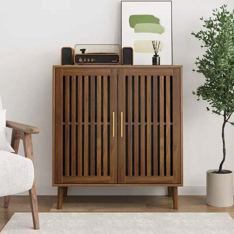 TUYOHW Farmhouse Sideboard Buffet Cabinet,Walnut Storage Cabinet with Louvered Doors,Adjustable Shelves,Coffee Bar Cabinet for Kitchen,Dining Room