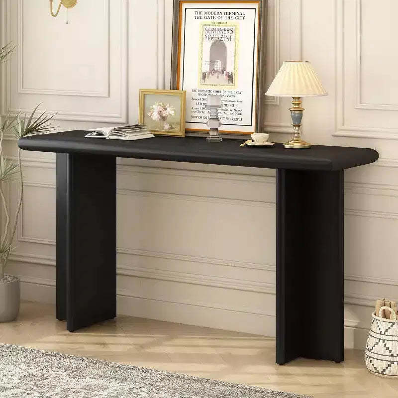 Narrow Wood Console Table, Modern Accent Entryway Table with L-Shaped Legs, Easy Assembly, for Hallway, Behind Sofa, Living Room, Foyer, Office