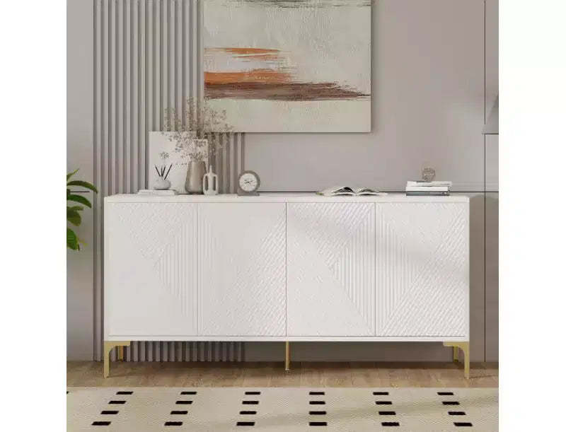 59 Buffet Cabinet with Storage, Kitchen Sideboard Console Table, 4-Door Storage Cabinet with Adjustable Shelves for Entryway, Living Room, Kitchen