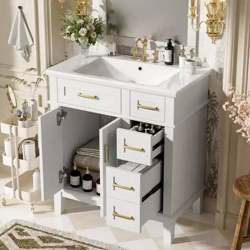 30 Bathroom Vanity with Sink, Bathroom Storage Cabinet with Soft-Close Doors and Drawers for Small Space